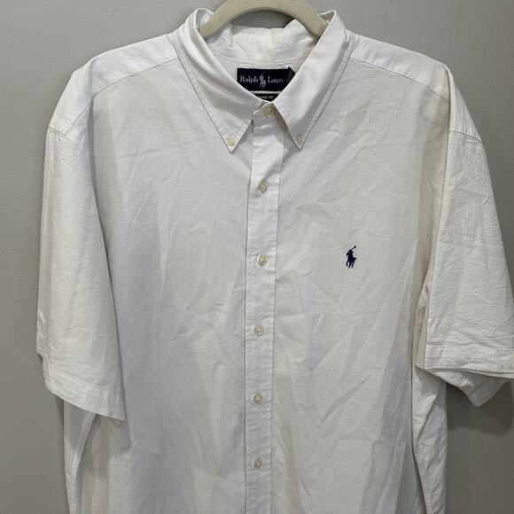 Polo Ralph Lauren Mens Classic Fit White 2XL Short Sleeve Button Dwn Shirt - Picture 2 of 6